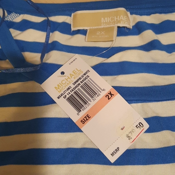 Michael Kors NWT 2X striped blouse - Picture 2 of 6